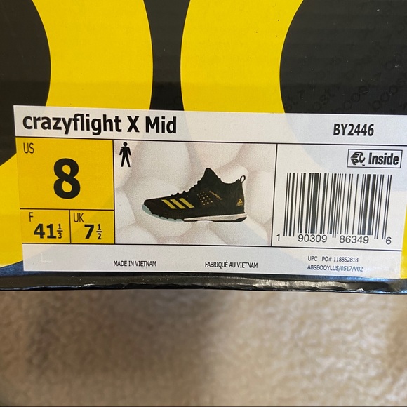 Men’s 8 Adidas Boost Crazyflight x Mid Volleyball - Picture 9 of 11